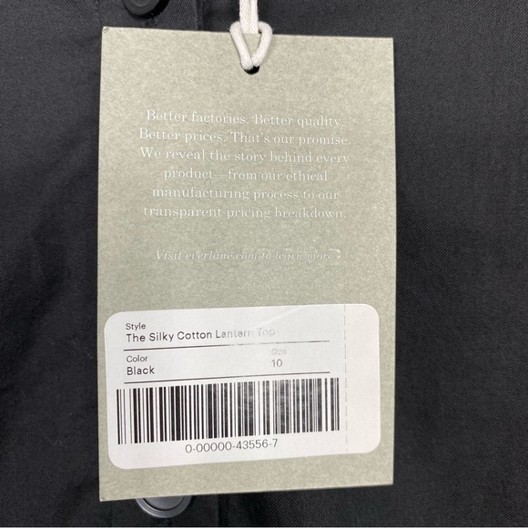 Everlane silky cotton lantern sleeve top v neck - Picture 12 of 14